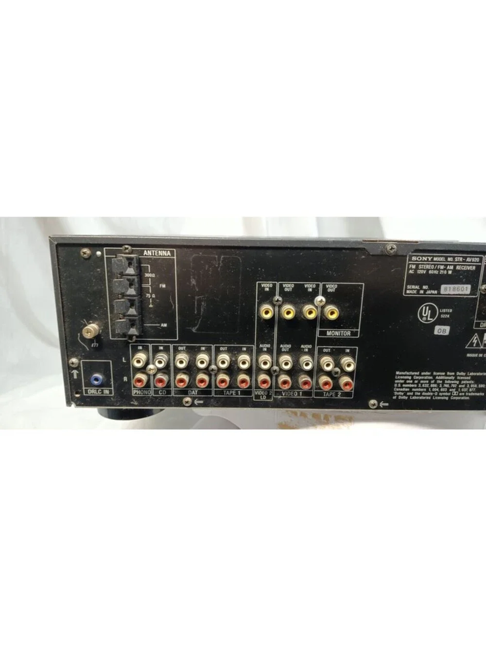 Sony STR-AV920 AM/FM Stereo Receiver AV Control Center Phono
